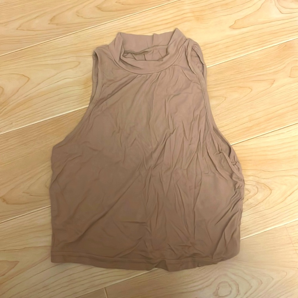 Brown high neck crop top